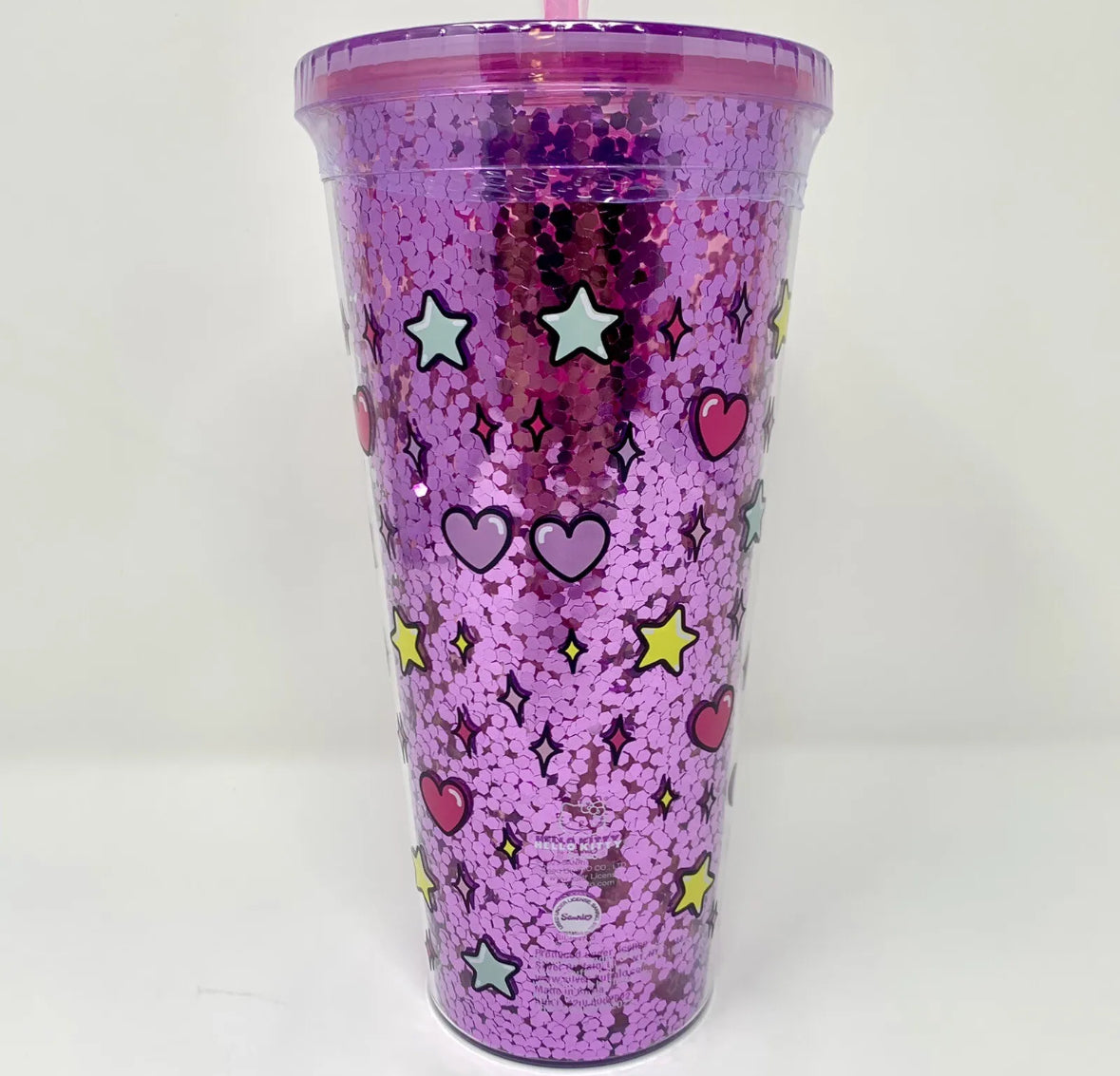 Hello Kitty Travel Tumbler With Straw Pink Confetti 32 oz