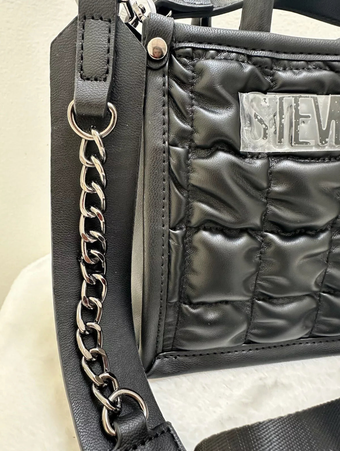 STEVE MADDEN BNIKO BLACK SATCHEL CROSSBODY BAG W CHAIN & 2 STRAPS NEW