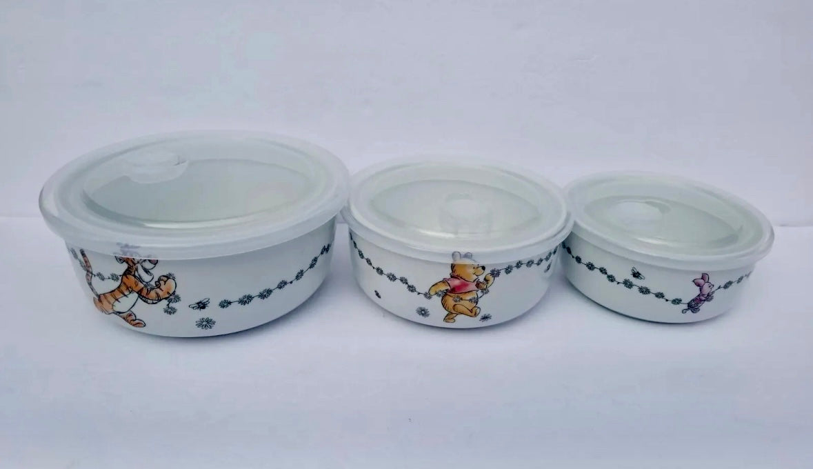 Disney Winnie Pooh Daisy Chain Food Container Bowls Ceramic Set of 3 LG M S