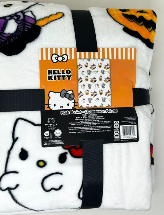 HELLO KITTY Halloween White TWIN Plush Blanket 60X90  Mummy Ghost Witch