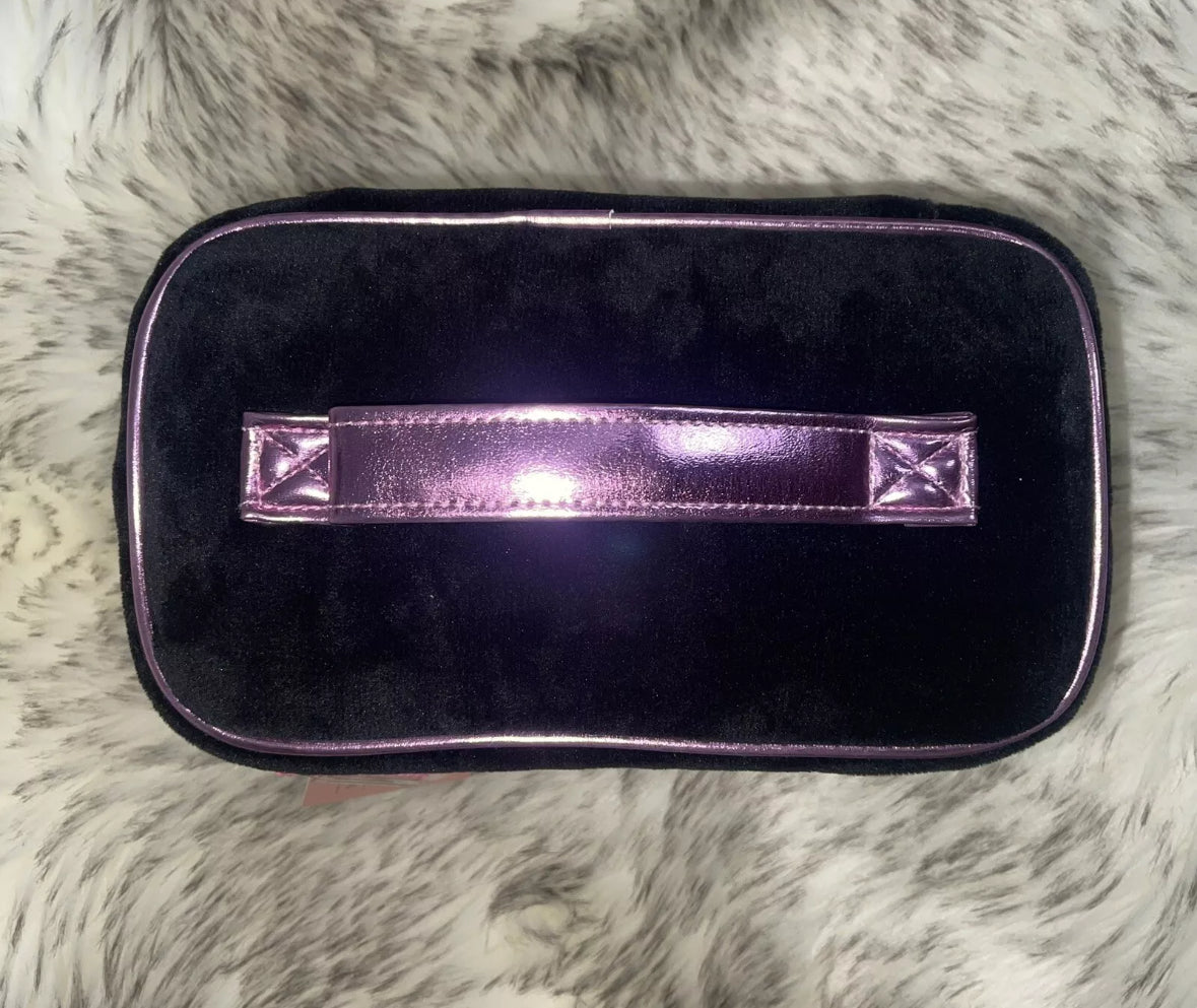 Juicy Couture Black Velour Travel Cosmetic Bag Case