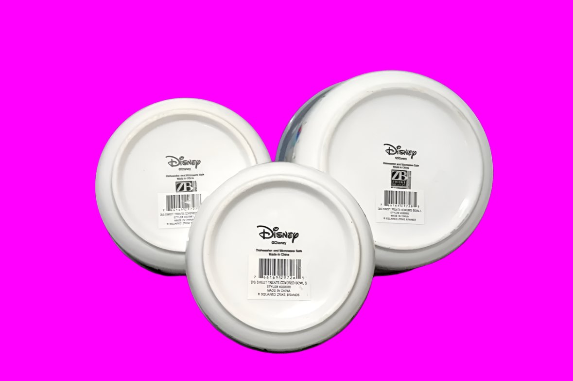 Disney’s Mickey and friends cupcake ceramic bowls with lids Set