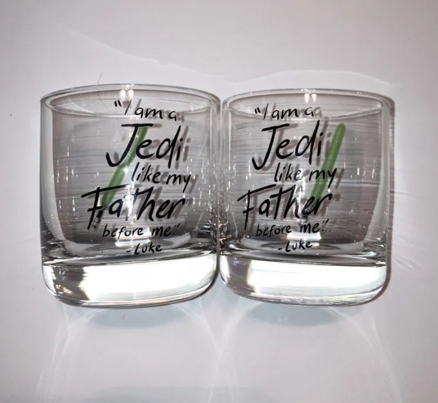 Set 2 10oz  LUKE SKYWALKER "I Am a Jedi Like My Father Before Me" Glasses