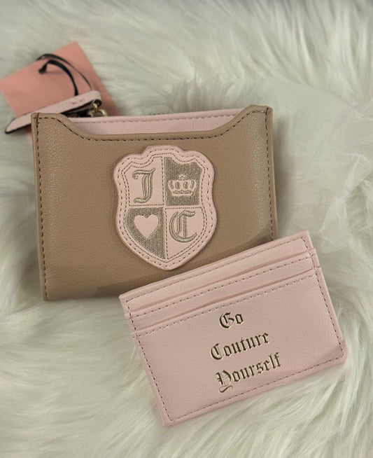 JUICY COUTURE Tan/ Pink Cafe Queen Of Everything Bifold Pullout Case Wallet