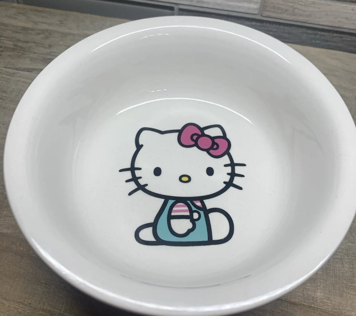 Hello Kitty Set Of 2 Ceramic White Pet Bowls Dog Cat Food Water 5" Bowl