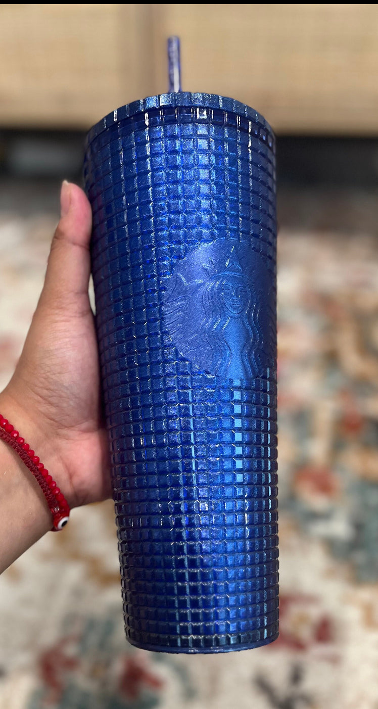 Starbucks Blueberry Glitter Grid Venti Cold Cup Summer