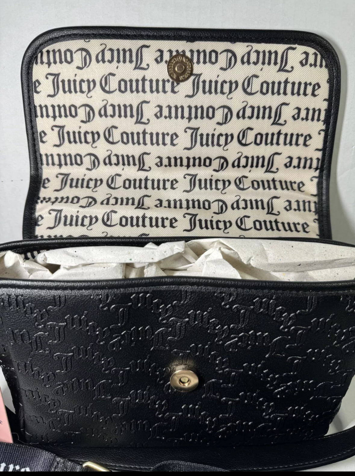 Juicy Couture Liquorice Charm City Crossbody Purse Bag  2 Straps Bling