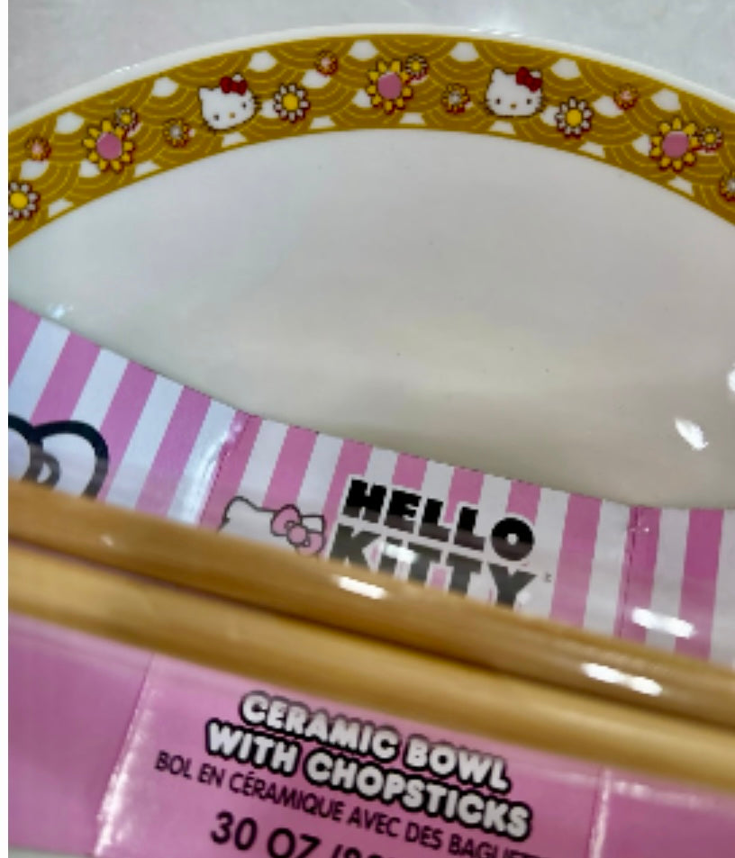 Hello Kitty Ramen Bowl with Chopsticks 30oz