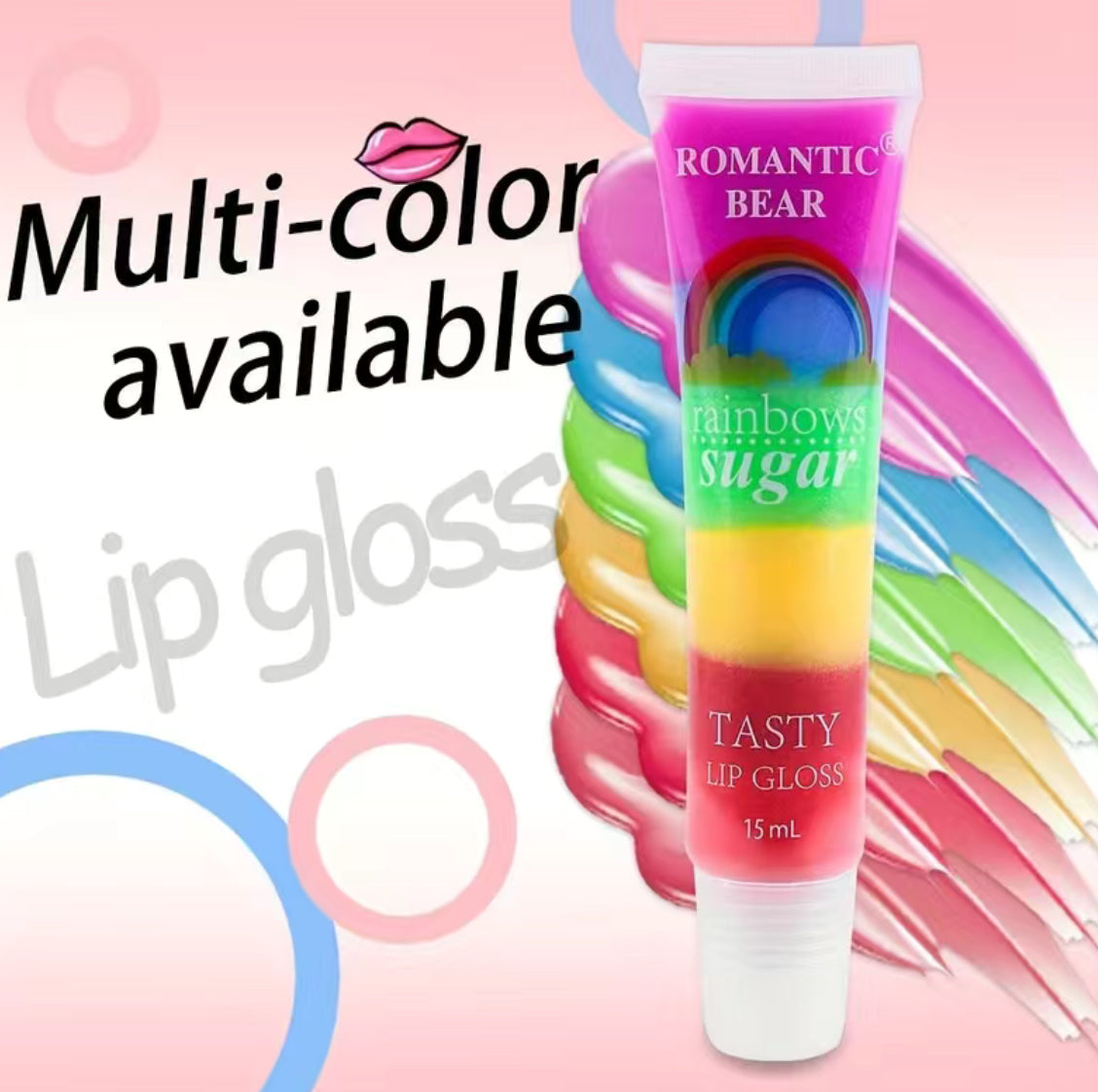 1 Pc Ultra-affordable Rainbow Lip Gloss Set, Multi-color Moisturizing Lip Gloss, Sweet Smell Non Sticky Long Lasting