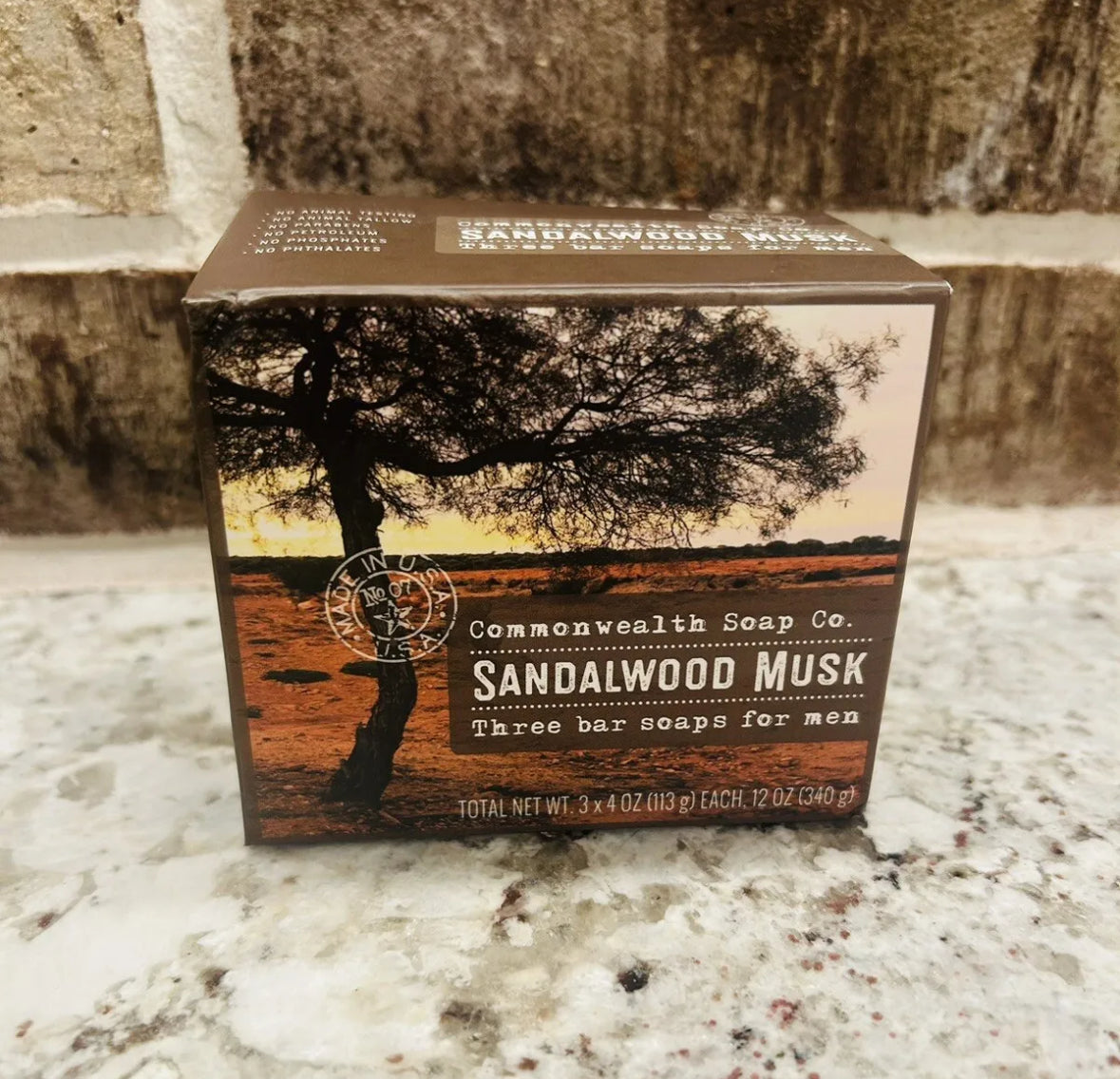 3 Pack Box Commonwealth Soap Co. Sandalwood Musk USA Men’s triple milled