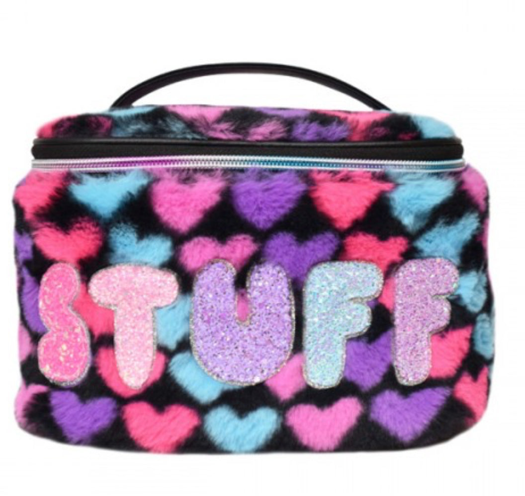 Black Stuff Plush Heart-Printed Glam Bag