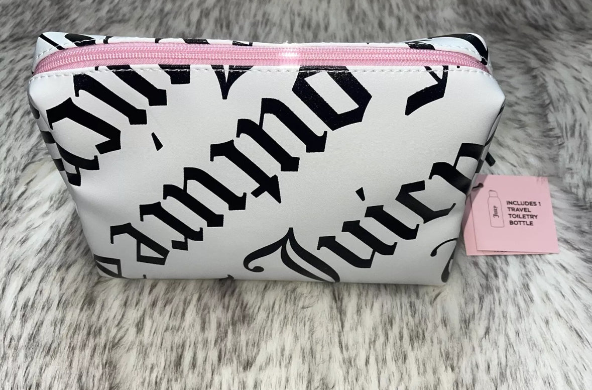 Juicy Couture Black White Wedge Travel Cosmetic Makeup Bag