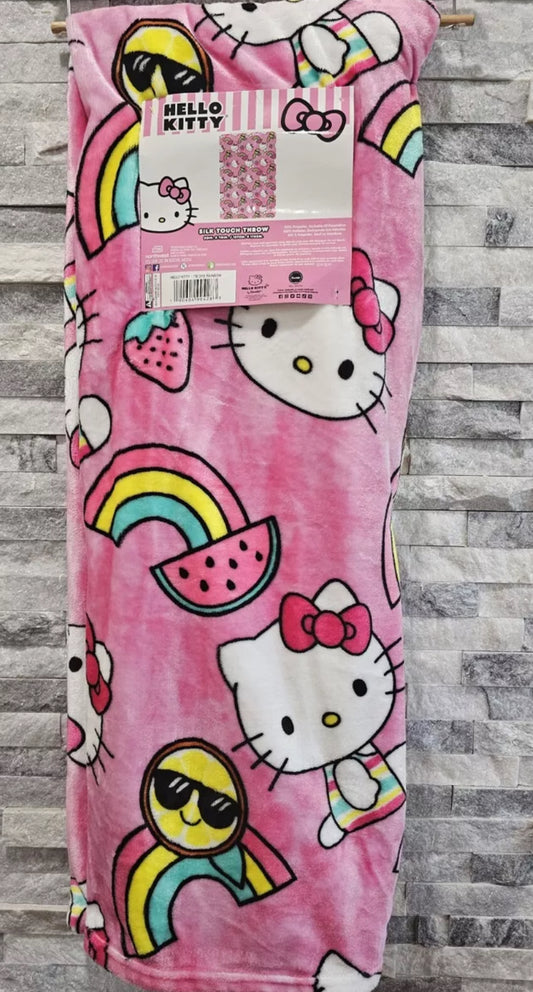 HELLO KITTY Tie Dye Rainbow Silk Touch Throw Blanket 50 x 70