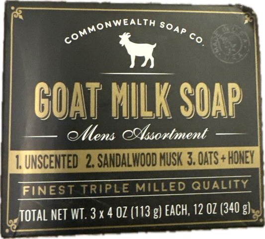 3 Pack Box Commonwealth Soap Co. GOAT MILK SOAP Men’s Assortment