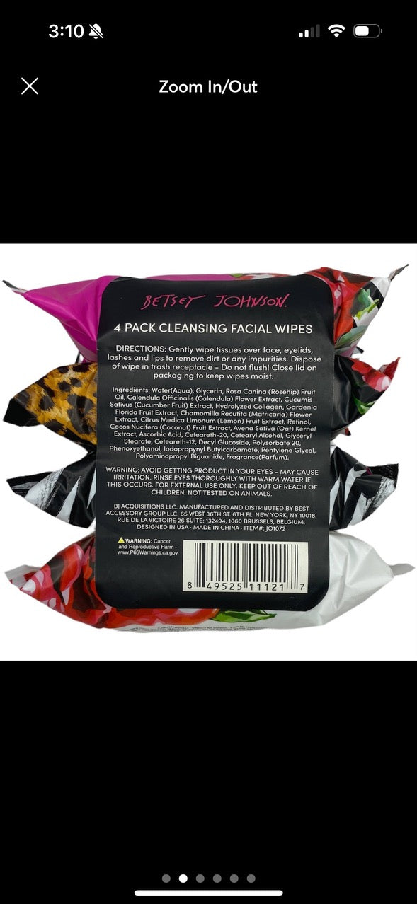 Betsey Johnson Cleansing Facial Wipes