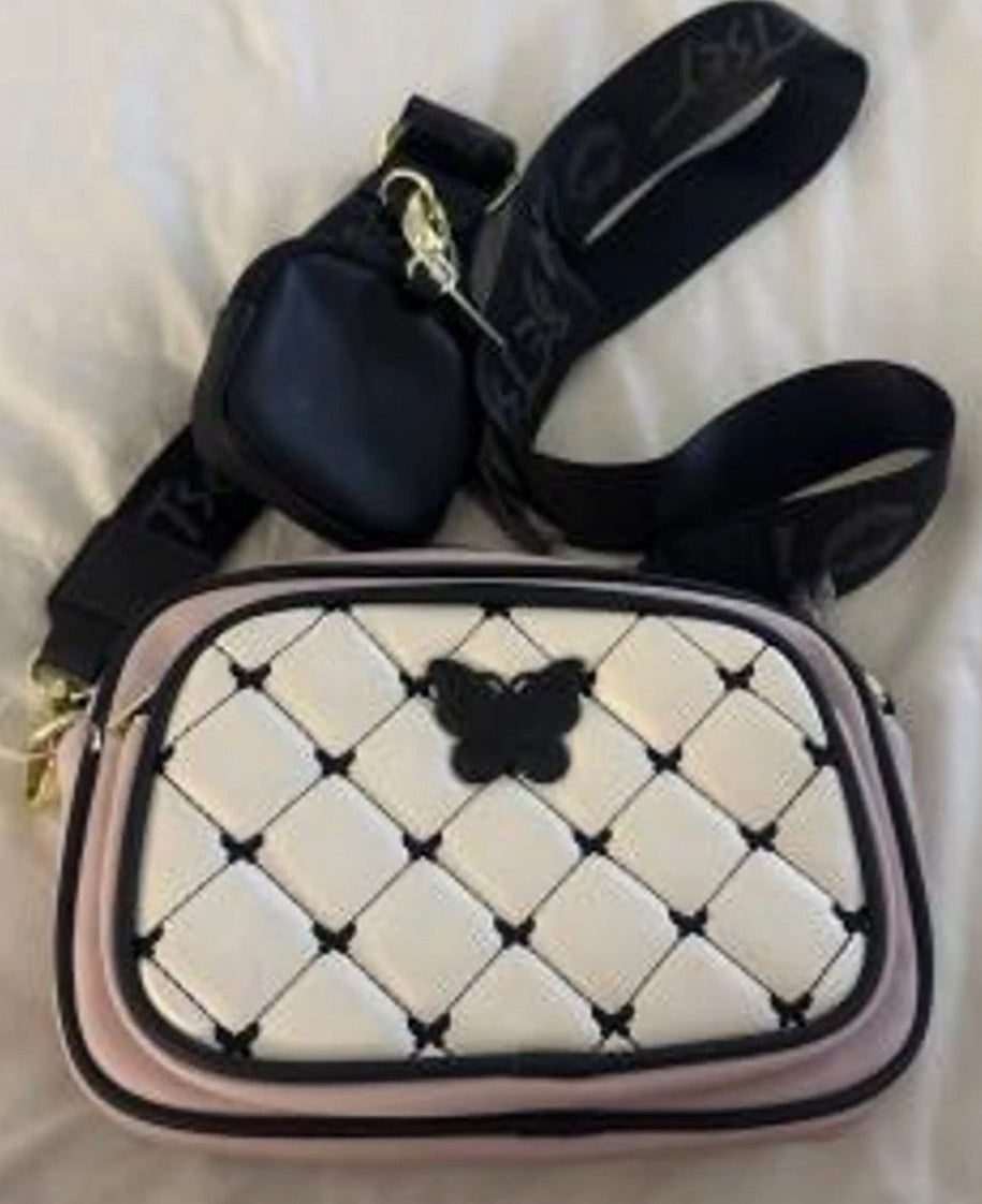 Luv Betsy by Betsey Johnson Blush and Black Quilted Crossbody