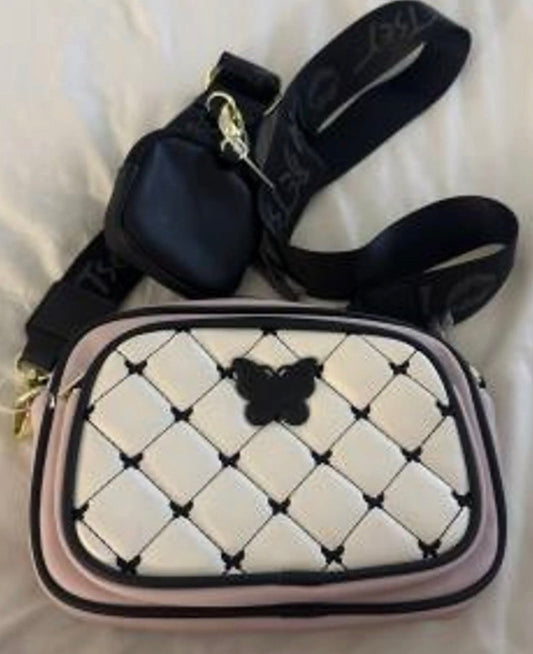 Luv Betsy by Betsey Johnson Blush and Black Quilted Crossbody