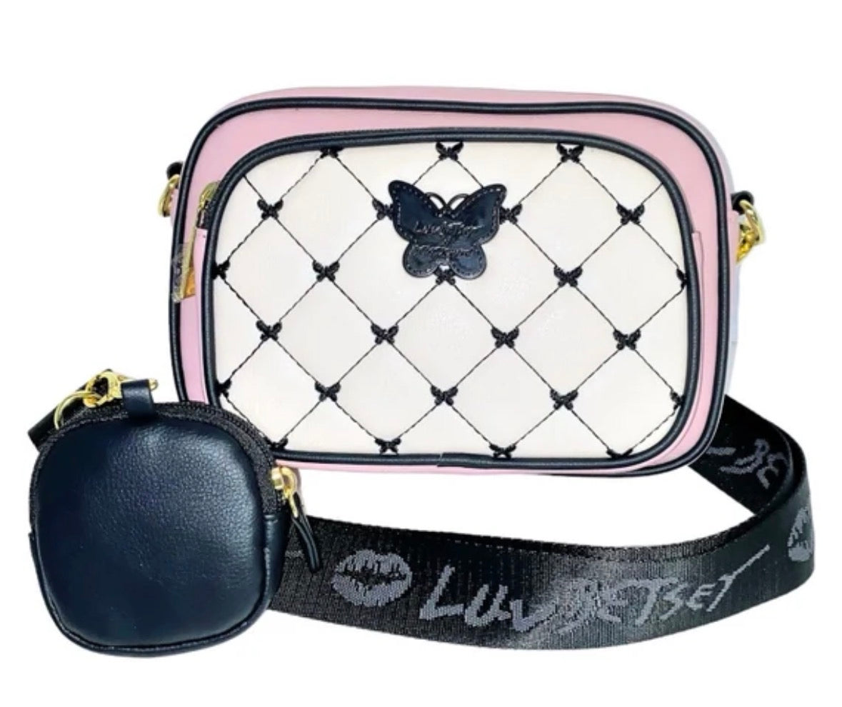 Luv Betsy by Betsey Johnson Blush and Black Quilted Crossbody